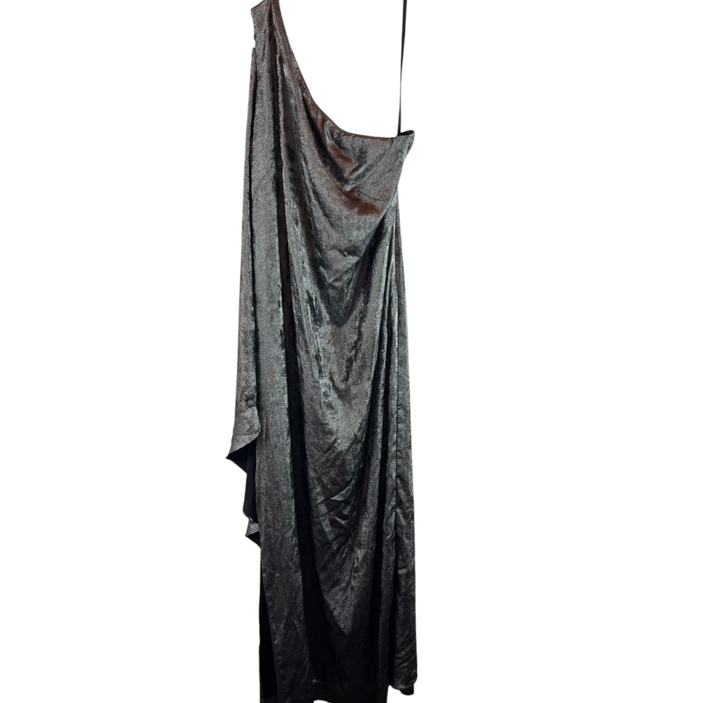 Ralph Lauren One Shoulder Metallic Maxi Dress Womens‎ 12 Black Cocktail Holiday